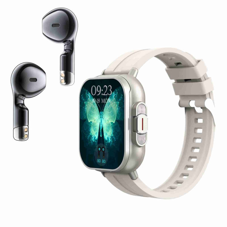 D8 2.01 inch 2 in 1 Bluetooth Earphone Silicone Band Smart Watch, Support Health Monitoring / NFC, Silicone Band (Black), Silicone Band (Beige) Silicone Band (Beige) Beige