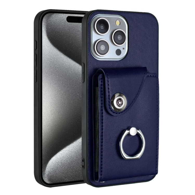 Organ Card Bag Ring Holder Phone Case, For iPhone 14 Pro Max, For iPhone SE 2022 / 2020 / 8 / 7, For iPhone 13 Pro Max, For iPhone 13 Pro For iPhone 14 Pro Max Blue