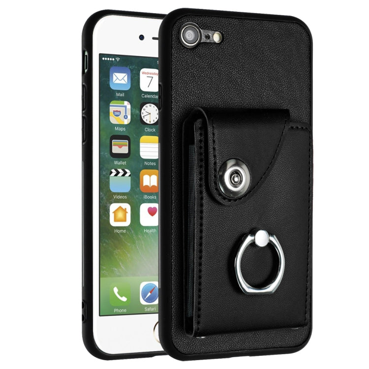 Organ Card Bag Ring Holder Phone Case – Wear-resistant, Ring Holder, Card Slot, For iPhone 14 Pro Max, For iPhone SE 2022 / 2020 / 8 / 7, For iPhone 13 Pro Max, For iPhone 13 Pro For iPhone SE 2022 2020 8 7 Black