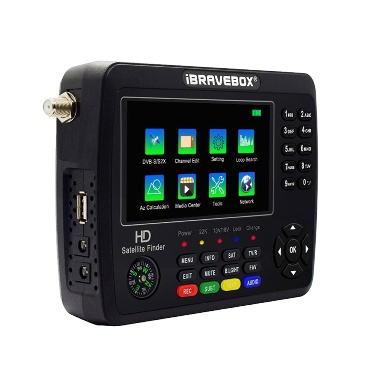 iBRAVEBOX V10 Finder Max 4.3 inch Display Digital Satellite Meter Signal Finder, Support DVB-S/S2/S2X, EU Plug, US Plug, UK Plug, AU Plug – TPU