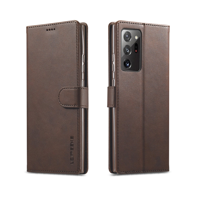 LC.IMEEKE Calf Texture Horizontal Flip Leather Case, with Holder & Card Slots & Wallet, For Samsung Galaxy Note 20, For Samsung Galaxy Note 20 Ultra, For Xiaomi Redmi Note 9 For Samsung Galaxy Note 20 Brown