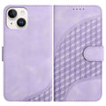 YX0060 Elephant Head Embossed Phone Leather Case with Lanyard, For iPhone 15, For iPhone 14 Plus, For iPhone 14 For iPhone 15 Light Purple
