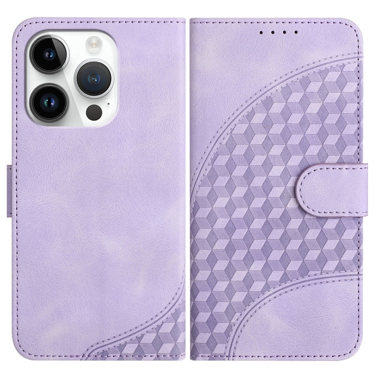 YX0060 Elephant Head Embossed Phone Leather Case with Lanyard, For iPhone 14 Pro, For iPhone 14 Pro Max, For iPhone SE 2022/SE 2020/6/7/8 For iPhone 14 Pro Light Purple