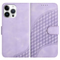 YX0060 Elephant Head Embossed Phone Leather Case with Lanyard, For iPhone 13 Pro Max, For iPhone 13 Pro, For iPhone 13 For iPhone 13 Pro Max Light Purple