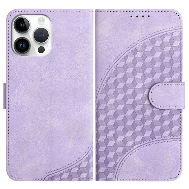 YX0060 Elephant Head Embossed Phone Leather Case with Lanyard, For iPhone 13 Pro Max, For iPhone 13 Pro, For iPhone 13 For iPhone 13 Pro Max Light Purple