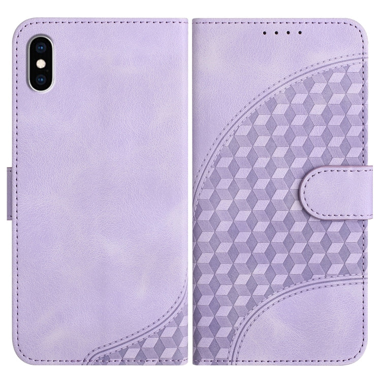 YX0060 Elephant Head Embossed Phone Leather Case with Lanyard, For iPhone XS Max, For iPhone 8 Plus / 7 Plus For iPhone XS Max Light Purple