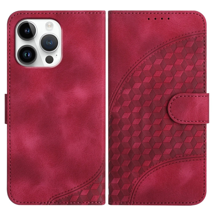 YX0060 Elephant Head Embossed Phone Leather Case with Lanyard – Lanyard, Card Slot, Leather, For iPhone 17, For iPhone Air, For iPhone 16 Pro Max For iPhone 16 Pro Max Rose Red