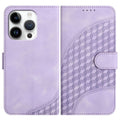 YX0060 Elephant Head Embossed Phone Leather Case with Lanyard, For iPhone 16 Pro, For iPhone 16 Plus, For iPhone 16 For iPhone 16 Pro Light Purple