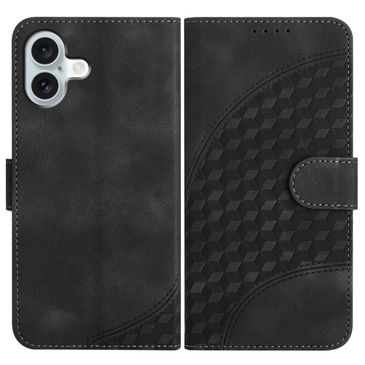YX0060 Elephant Head Embossed Phone Leather Case with Lanyard – Lanyard, Card Slot, Leather, For iPhone 16 Pro, For iPhone 16 Plus, For iPhone 16 For iPhone 16 Plus Black