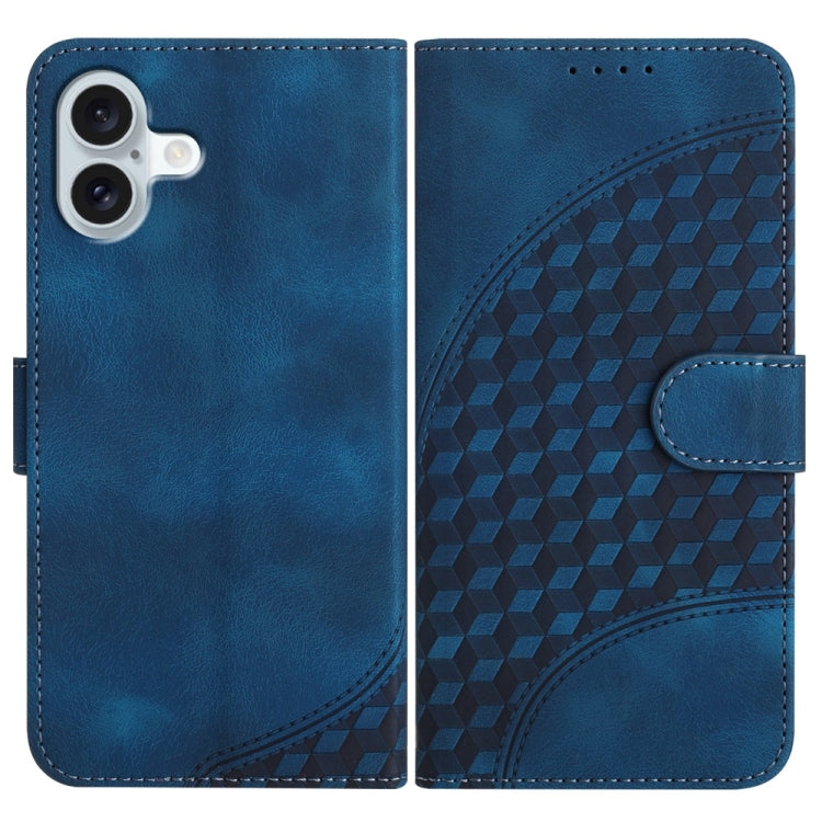 YX0060 Elephant Head Embossed Phone Leather Case with Lanyard – Lanyard, Card Slot, Leather, For iPhone 16 Pro, For iPhone 16 Plus, For iPhone 16 For iPhone 16 Plus Royal Blue