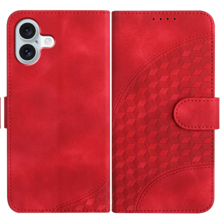 YX0060 Elephant Head Embossed Phone Leather Case with Lanyard – Lanyard, Card Slot, Leather, For iPhone 16 Pro, For iPhone 16 Plus, For iPhone 16 For iPhone 16 Plus Red