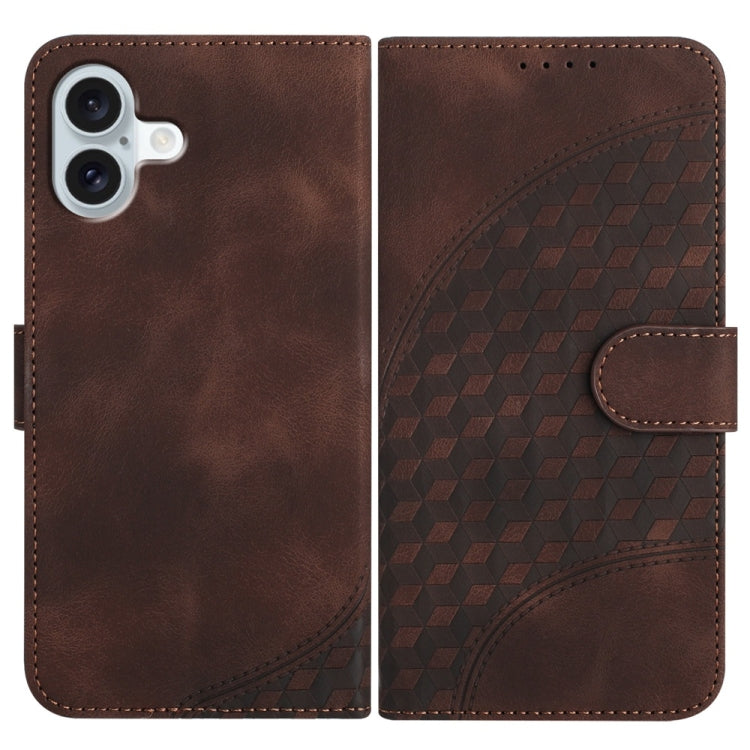YX0060 Elephant Head Embossed Phone Leather Case with Lanyard – Lanyard, Card Slot, Leather, For iPhone 16 Pro, For iPhone 16 Plus, For iPhone 16 For iPhone 16 Plus Coffee
