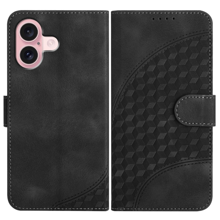 YX0060 Elephant Head Embossed Phone Leather Case with Lanyard – Lanyard, Card Slot, Leather, For iPhone 16 Pro, For iPhone 16 Plus, For iPhone 16 For iPhone 16 Black