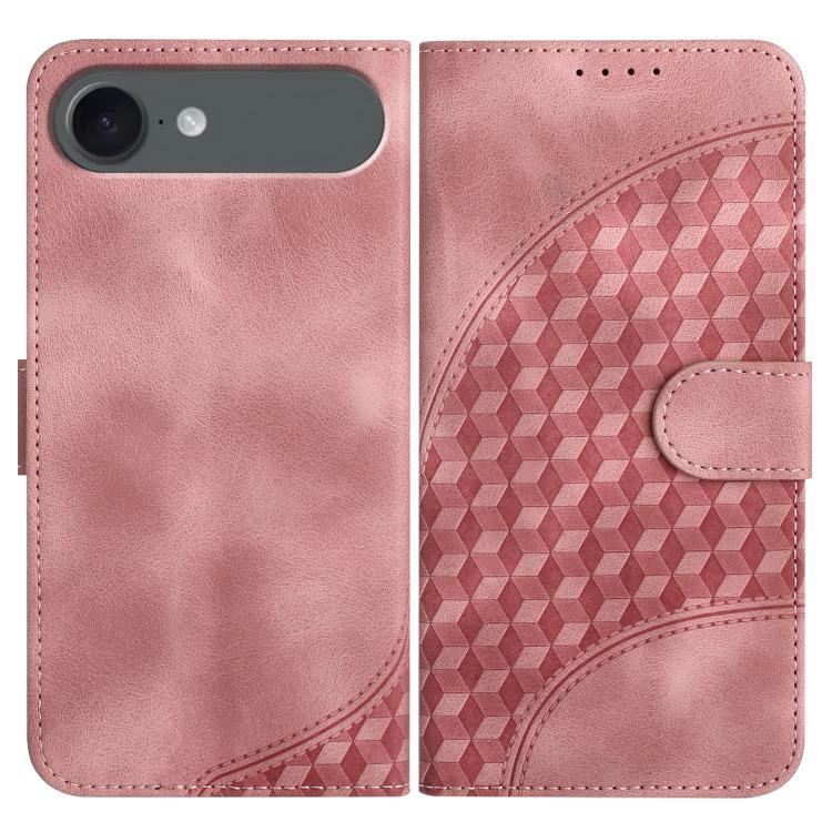 YX0060 Elephant Head Embossed Phone Leather Case with Lanyard – Lanyard, Card Slot, Leather, For iPhone 17, For iPhone Air, For iPhone 16 Pro Max For iPhone Air Pink