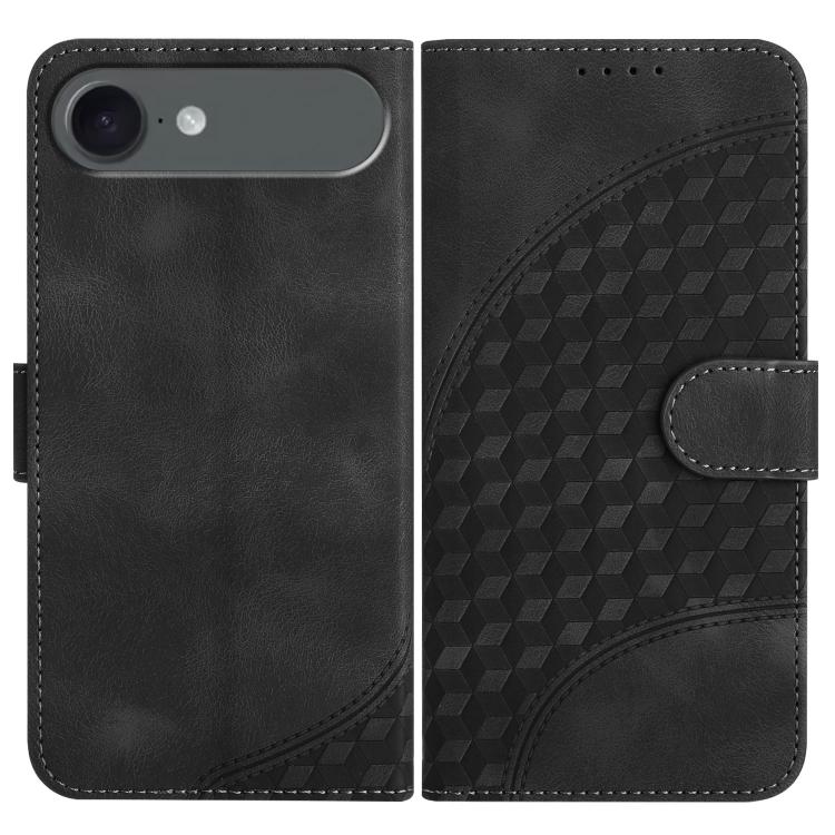 YX0060 Elephant Head Embossed Phone Leather Case with Lanyard – Lanyard, Card Slot, Leather, For iPhone 17, For iPhone Air, For iPhone 16 Pro Max For iPhone Air Black