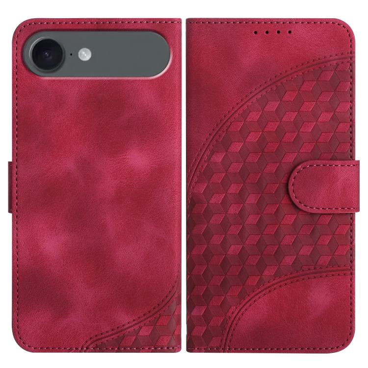 YX0060 Elephant Head Embossed Phone Leather Case with Lanyard – Lanyard, Card Slot, Leather, For iPhone 17, For iPhone Air, For iPhone 16 Pro Max For iPhone Air Rose Red