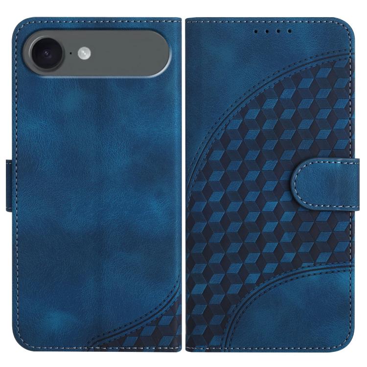 YX0060 Elephant Head Embossed Phone Leather Case with Lanyard – Lanyard, Card Slot, Leather, For iPhone 17, For iPhone Air, For iPhone 16 Pro Max For iPhone Air Royal Blue