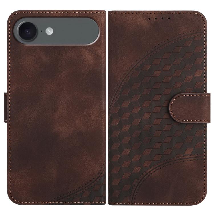 YX0060 Elephant Head Embossed Phone Leather Case with Lanyard – Lanyard, Card Slot, Leather, For iPhone 17, For iPhone Air, For iPhone 16 Pro Max For iPhone Air Coffee