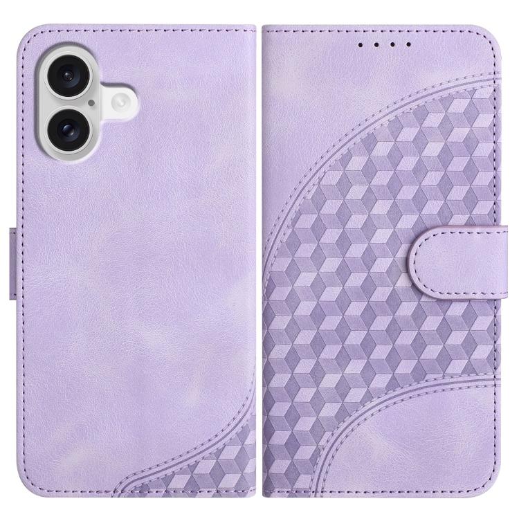 YX0060 Elephant Head Embossed Phone Leather Case with Lanyard, For iPhone 17, For iPhone Air, For iPhone 16 Pro Max For iPhone 17 Light Purple