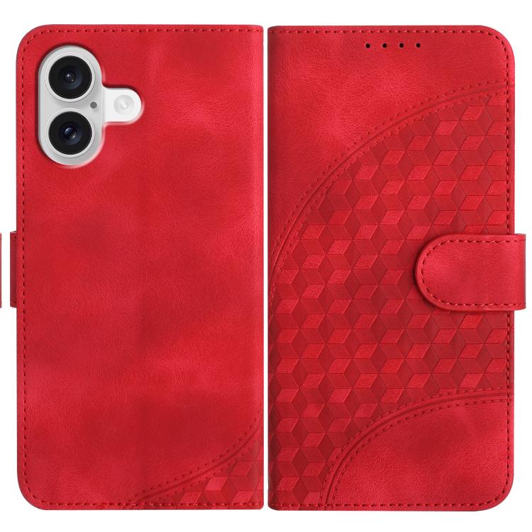 YX0060 Elephant Head Embossed Phone Leather Case with Lanyard – Lanyard, Card Slot, Leather, For iPhone 17, For iPhone Air, For iPhone 16 Pro Max For iPhone 17 Red