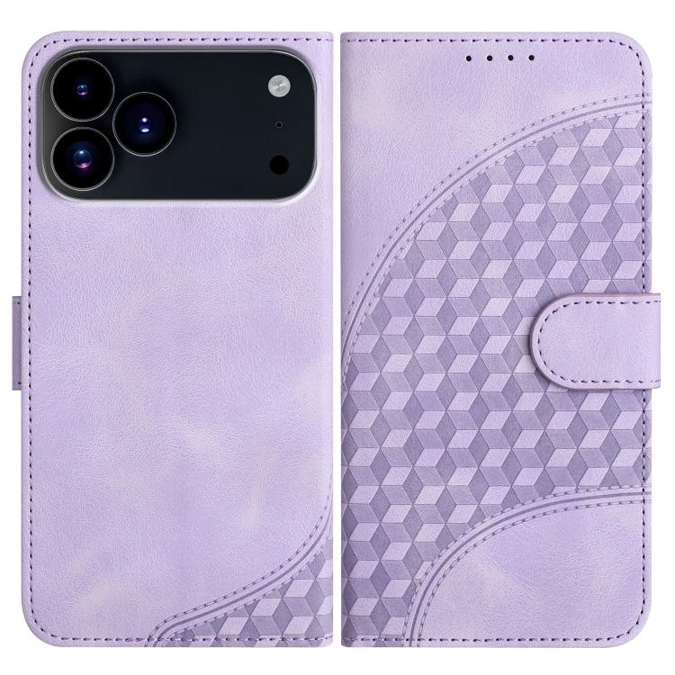 YX0060 Elephant Head Embossed Phone Leather Case with Lanyard – Lanyard, Card Slot, Leather, For iPhone 17e / 16e, For iPhone 17 Pro Max, For iPhone 17 Pro For iPhone 18 Pro 17 Pro Light Purple