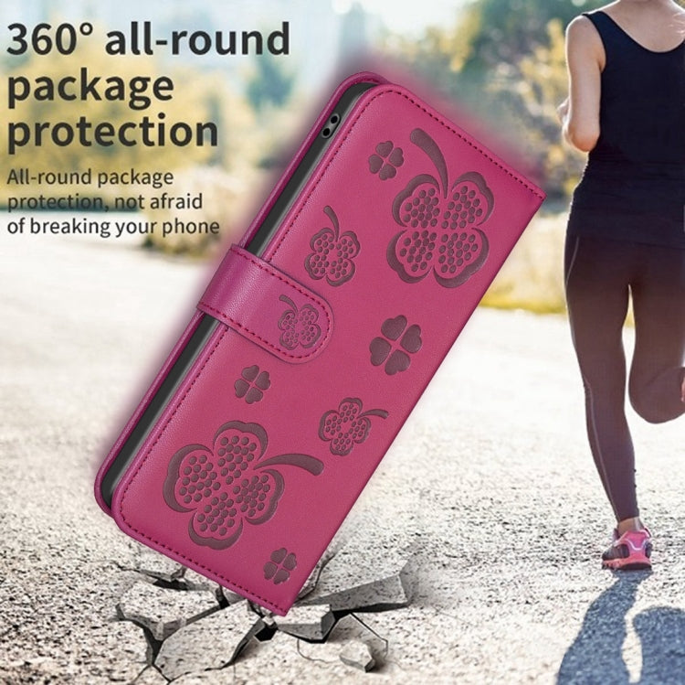 Four-leaf Embossed Leather Phone Case, For iPhone 15 Pro Max, For iPhone 15 Pro, For iPhone 15 Plus, For iPhone 15