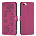 Four-leaf Embossed Leather Phone Case, For iPhone 7 / 8 / SE 2022, For iPhone 13 Pro Max, For iPhone 13 Pro, For iPhone 13 For iPhone 7 8 SE 2022 Rose Red