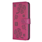 Four-leaf Embossed Leather Phone Case, For iPhone 16 Pro Max, For iPhone 16 Pro, For iPhone 16 Plus, For iPhone 16