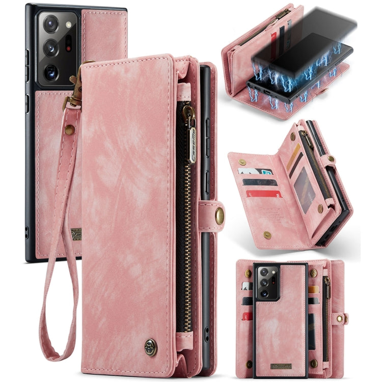 CaseMe-008 Detachable Multifunctional Horizontal Flip Leather Case with Card Slot & Holder & Zipper Wallet & Photo Frame, For Samsung Galaxy Note20 Ultra, For Samsung Galaxy Note20 For Samsung Galaxy Note20 Ultra Pink