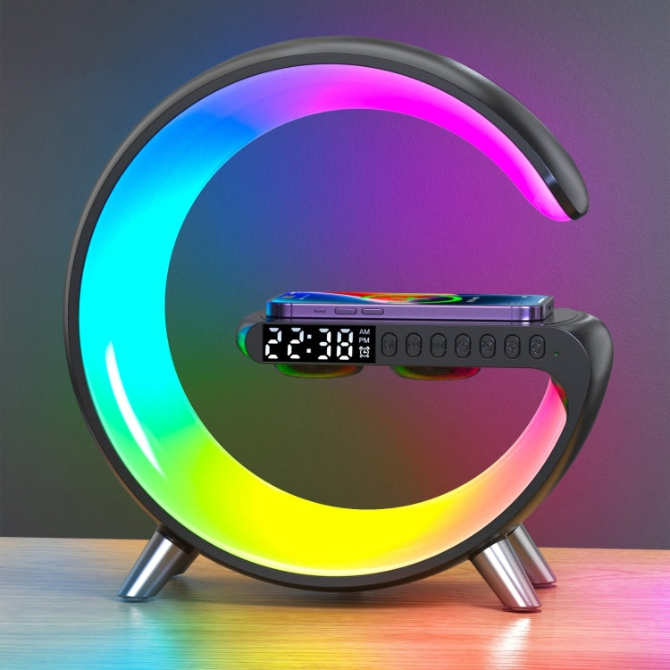N69-1 Smart Bluetooth Speaker with Wireless Charger & Alarm Clock & Ambient Light, Support APP, Without APP Support APP Black