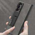 GKK Integrated Frosted Fold Hinge Leather Phone Case with Holder – Leather, For Honor Magic V2, For Honor Magic VS