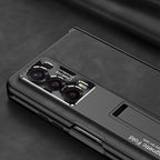 GKK Integrated Frosted Fold Hinge Leather Phone Case with Holder – Leather, For Honor Magic V2, For Honor Magic VS