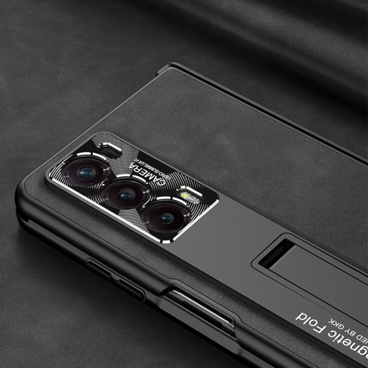 GKK Integrated Frosted Fold Hinge Leather Phone Case with Holder – Leather, For Honor Magic V2, For Honor Magic VS