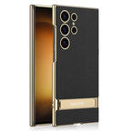 GKK Triumph Ultra-Thin Plain Leather Phone Case with Holder – Leather, Ultra-thin, For Samsung Galaxy S24 Ultra 5G For Samsung Galaxy S24 Ultra 5G Carbon Fiber