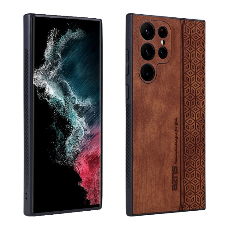 AZNS 3D Embossed Skin Feel Phone Case – Leather, TPU, For Samsung Galaxy C55 / M55, For Samsung Galaxy A55 5G, For Samsung Galaxy A35 5G, For Samsung Galaxy S24 Ultra 5G For Samsung Galaxy S24 Ultra 5G Brown