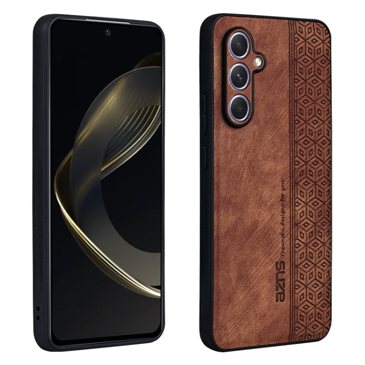 AZNS 3D Embossed Skin Feel Phone Case – Leather, TPU, For Samsung Galaxy C55 / M55, For Samsung Galaxy A55 5G, For Samsung Galaxy A35 5G, For Samsung Galaxy S24 Ultra 5G For Samsung Galaxy A35 5G Brown