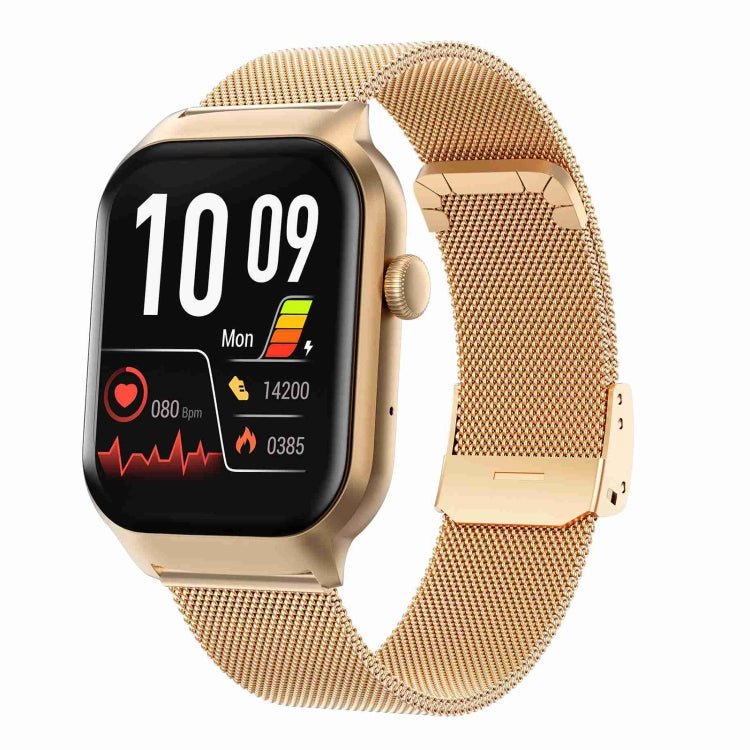 2.01 inch Milanese Steel Strap Bluetooth Call Smart Watch Support Heart Rate Monitoring / Non-invasive Blood Sugar, Milanese Steel Strap Gold Milanese Steel Strap Gold