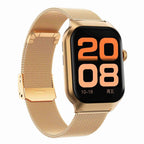 2.01 inch Milanese Steel Strap Bluetooth Call Smart Watch Support Heart Rate Monitoring / Non-invasive Blood Sugar, Milanese Steel Strap Gold