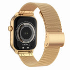 2.01 inch Milanese Steel Strap Bluetooth Call Smart Watch Support Heart Rate Monitoring / Non-invasive Blood Sugar, Milanese Steel Strap Gold
