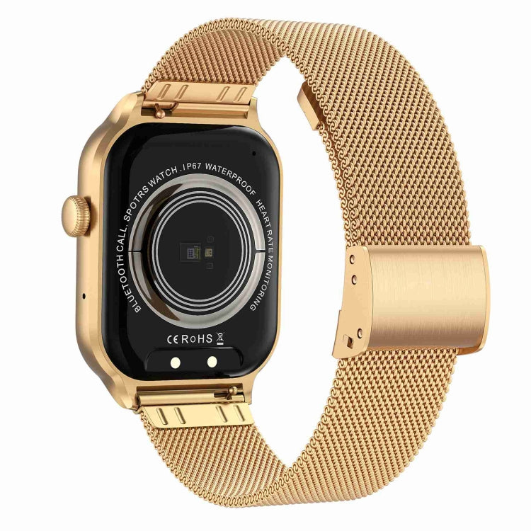 2.01 inch Milanese Steel Strap Bluetooth Call Smart Watch Support Heart Rate Monitoring / Non-invasive Blood Sugar, Milanese Steel Strap Gold