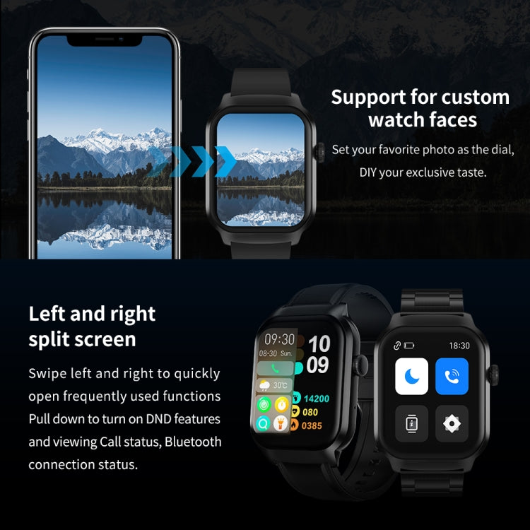 2.01 inch Milanese Steel Strap Bluetooth Call Smart Watch Support Heart Rate Monitoring / Non-invasive Blood Sugar, Milanese Steel Strap Gold