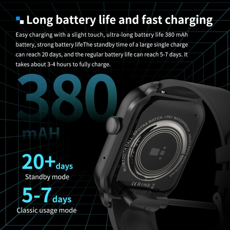 Smart Watch – 2.01" Screen, Heart Rate Monitoring, Bluetooth Call (Black) #2