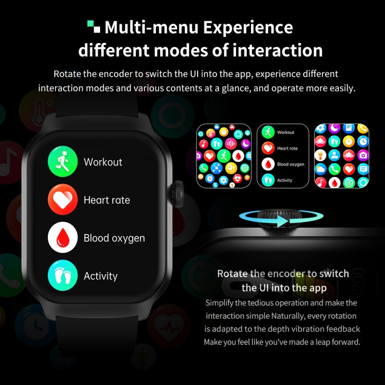 Smart Watch – 2.01" Screen, Heart Rate Monitoring, Bluetooth Call (Black) #2
