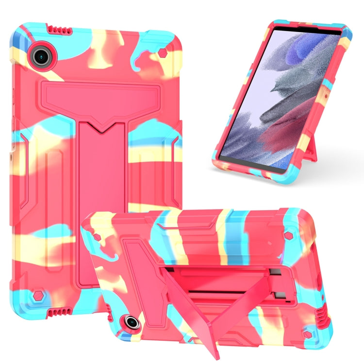 T Holder Robot Silicone Hybrid PC Tablet Case – Durable Build, Easy to Use, For Samsung Galaxy Tab S9 FE+ / S9+, For Samsung Galaxy Tab S9 FE / S9, For Samsung Galaxy Tab A9+, For Samsung Galaxy Tab A9 For Samsung Galaxy Tab A9 Camouflage Rose Red