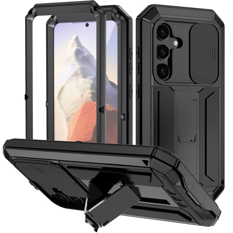 Sliding Camera Life Waterproof Holder Phone Case – Waterproof, Kickstand, Tempered Glass, For Samsung Galaxy S25 Ultra 5G, For Samsung Galaxy S24 Ultra 5G, For Samsung Galaxy S24+ 5G, For Samsung Galaxy S24 5G For Samsung Galaxy S24 5G Black