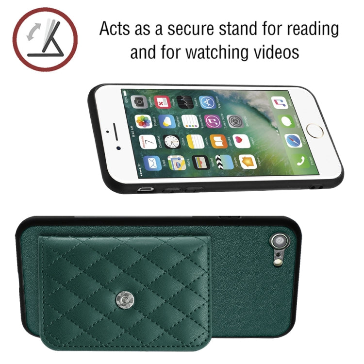 Rhombic Texture Card Bag RFID Phone Case with Long Lanyard, For iPhone SE 2022 / SE 2020, For iPhone 13 Pro Max, For iPhone 13 Pro, For iPhone 13