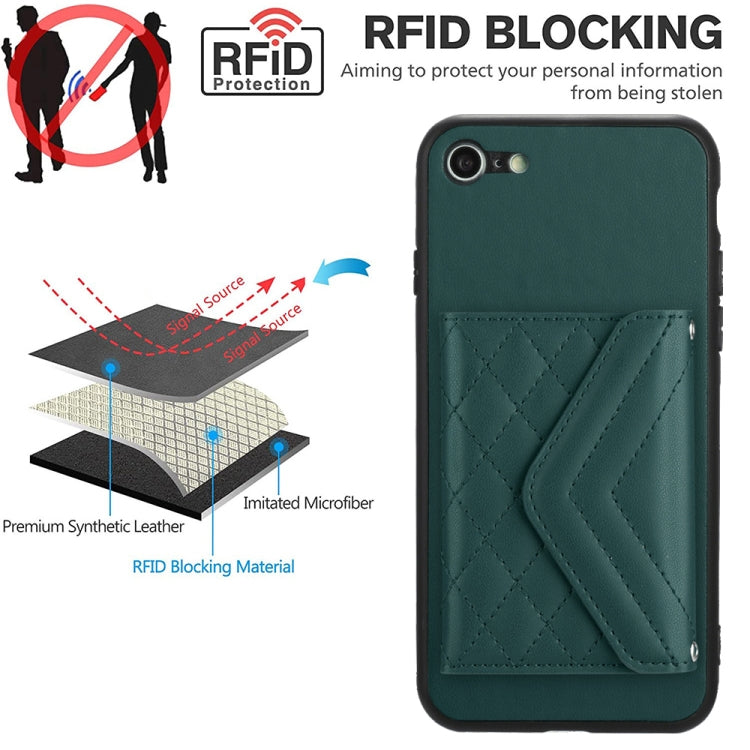 Rhombic Texture Card Bag RFID Phone Case with Long Lanyard, For iPhone SE 2022 / SE 2020, For iPhone 13 Pro Max, For iPhone 13 Pro, For iPhone 13