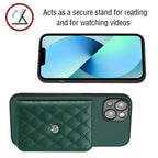 Rhombic Texture Card Bag RFID Phone Case with Long Lanyard, For iPhone 14 Plus, For iPhone 14, For iPhone 14 Pro, For iPhone 14 Pro Max