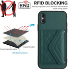 Rhombic Texture Card Bag RFID Phone Case with Long Lanyard, For iPhone XS / X, For iPhone XR, For iPhone XS Max, For iPhone 8 Plus / 7 Plus