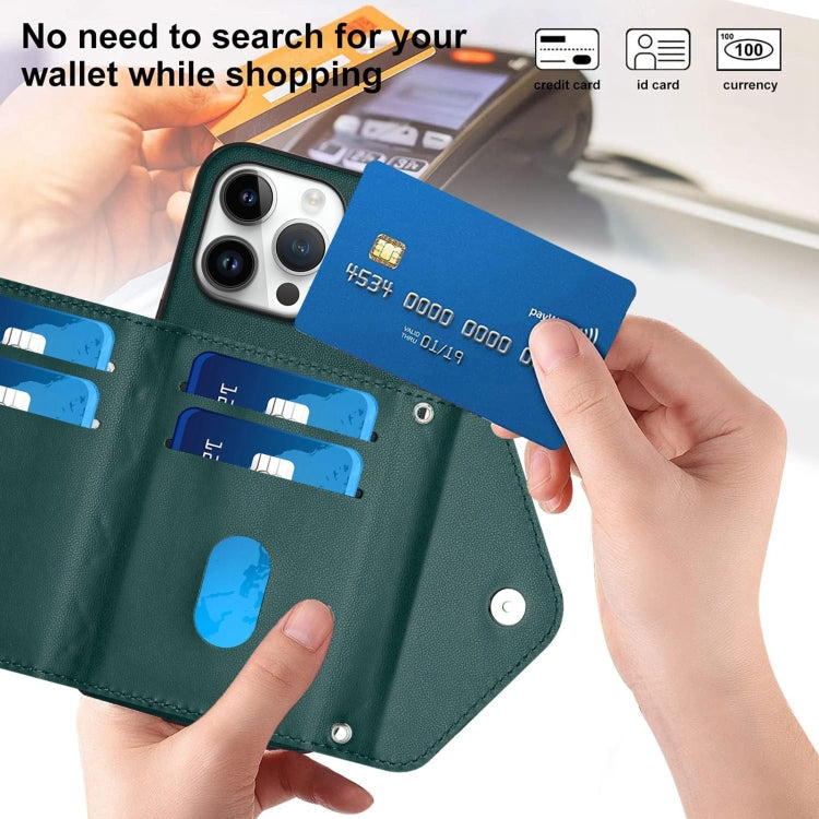 Rhombic Texture Card Bag RFID Phone Case with Long Lanyard, For iPhone 16 Pro Max, For iPhone 16 Pro, For iPhone 16 Plus, For iPhone 16